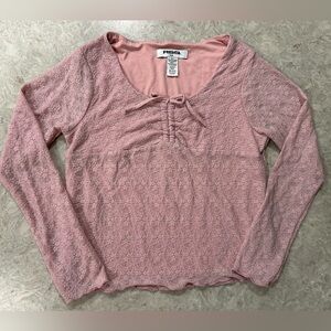 3/$20 GIRLS size L (10) RSQ Pink Lace Long Sleeve Top
